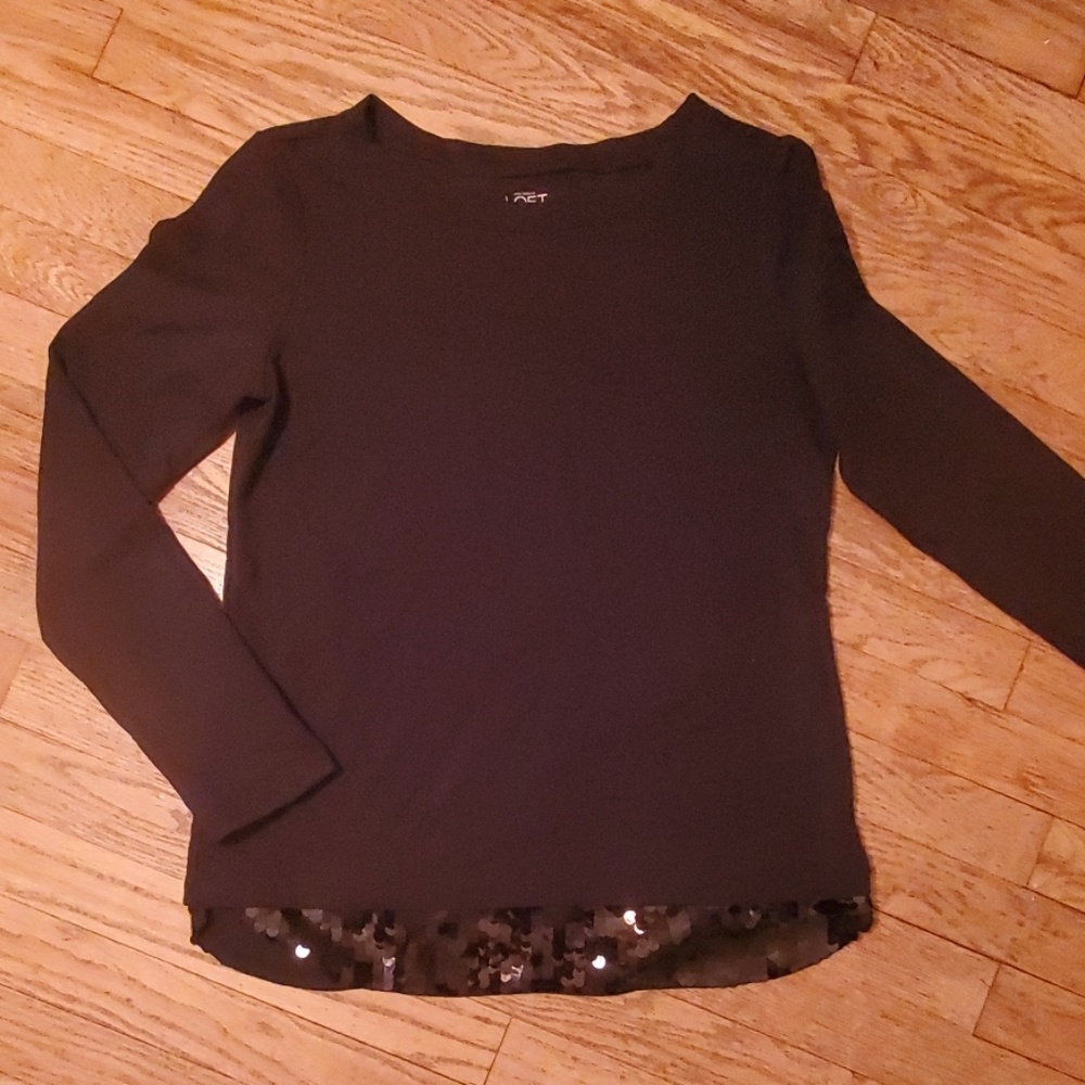 Loft long sleeve shirt. Sequined hem.